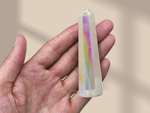 Image of Amazing Gemstone Angel Aura Quartz Crystal Towers ~ Natural Healing Crystal Point Obelisk for Reiki Healing and Crystal Grid (3 inch to 4 inch INCH)