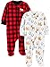Simple Joys by Carter's Paquet de 2 Dortoirs pour Bébés et Tout-Petits Sleep Play à Pieds en Molleton, Multicolore (Buffalo Check/Animaux), 0 mois