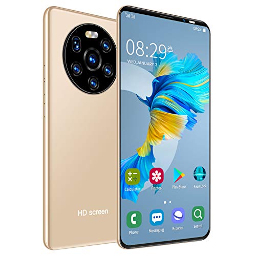 Zunate Mate40 Pro Unlock Smartphone, 5.45in HD Full Screen Dual SIM Cards Teléfonos celulares, 512MB + 4GB MTK6572 Teléfono móvil, Batería incorporada de 1500mAh para Android(Oro)