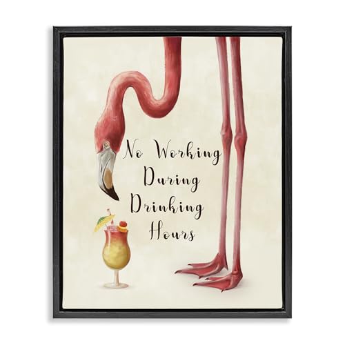 Flamingo Cocktail Humor Bar, 16 x 20 Inch Canvas in Floater Frame