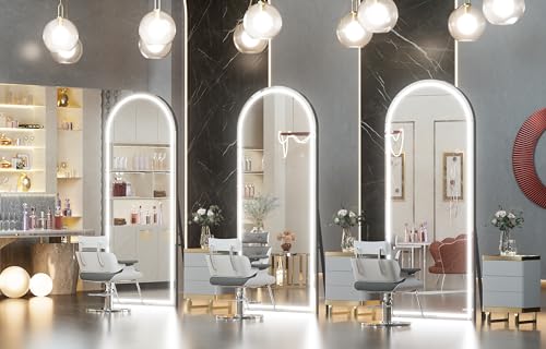 Hasipu 77 x 30 LED Full Length Mirror with Arch Design, Dimming & 3 Color Modes - Shatter-Proof for Bedroom/Cloakroom