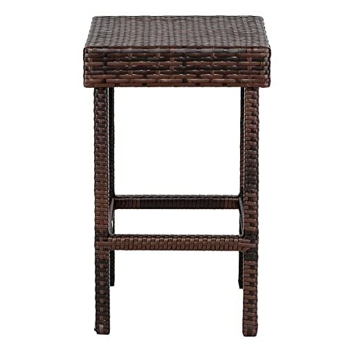 Frithjill Patio Bar Stool Set Of 4, Outdoor Wicker 24-Inch Bar Height Stools, Brown Backyard Rattan Chair #TOP6