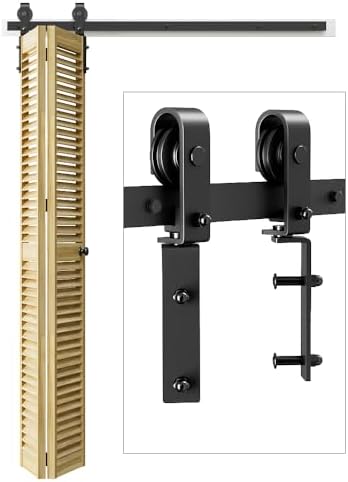 WOLFBIRD 90CM/3FT Schiebetürbeschlag für einseitig gerichtetes Beschlagsystem, Falten Door Kit Geeignet für Türöffnungen von 60–70 cm