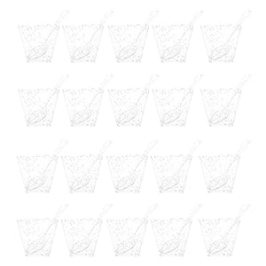 PATKAW 20 Sets Vierkante Kleine Dessertbekers Gouden Glitter Plastic Kommen Mini Proeverijen Geweldig Voor Proeverijdesserts Voorgerechten Voorgerechten