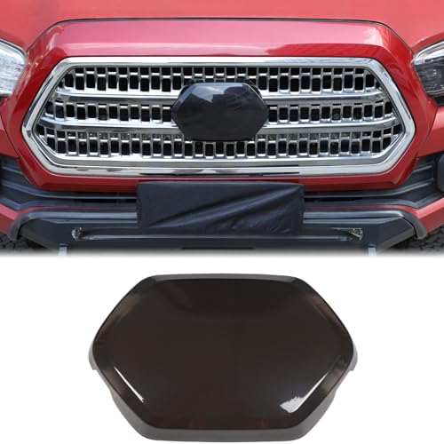Image of Aunginsy Front Emblem Trim Cover Compatible with Toyota Tacoma 2016-2023, ABS Front Hood Center Grille Emblem Badge Logo Cover Circle Ring Decorator Overlay Accessories, Not Fit with Sensors Version