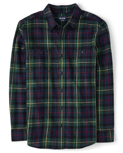 The Children's Place Mens Dad & Son Matching Long Sleeve Flannel Button Up Shirt