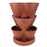 Stack-A-Pot Stackable Planter – 30 Quart Capacity, Brick Red - Vertical Garden for Herbs, Vegetables, Fruits, Flowers, Succulents – Indoor/Outdoor Tiered Planter