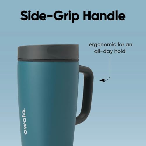 Image of Owala SmoothSip Slider Stainless Steel Insulated Travel Mug with handle, 100% Leak Proof, For Hot and Cold Drinks, Travel Friendly with Sliding Lock Lid, 12oz, BPA Free, Leak Proof, High Dive