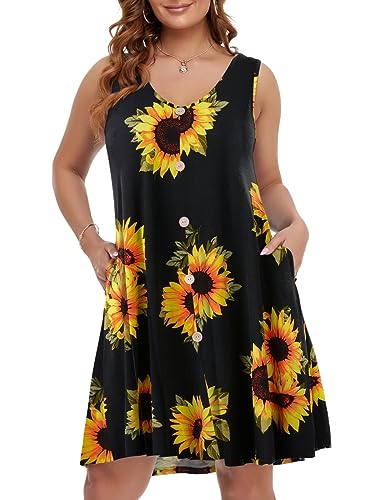 Image of BELAROI Summer Dresses for Women Beach Tshirt Sundress V Neck Casual Swing Tank Dress Swimsuit Cover Ups Pockets