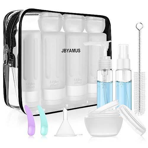 JBYAMUS 16 Pcs Silicone Bottles Set, Leak-Proof Design, Travel Size, TSA Approved for Toiletries, Portable Containers for Women (White-White)