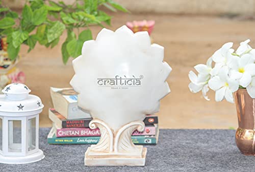 Image of Resin Meditating Flower Buddha Head Statue Calm Sun Face Showpiece Figurine for Home Decor (White Golden), Standard