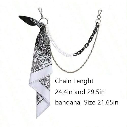 Punk Hip Hop Jean Pants Chain For Men - Black Belt Waist Chains Bandana Acrylic Layered Rapper Rock Accessories3