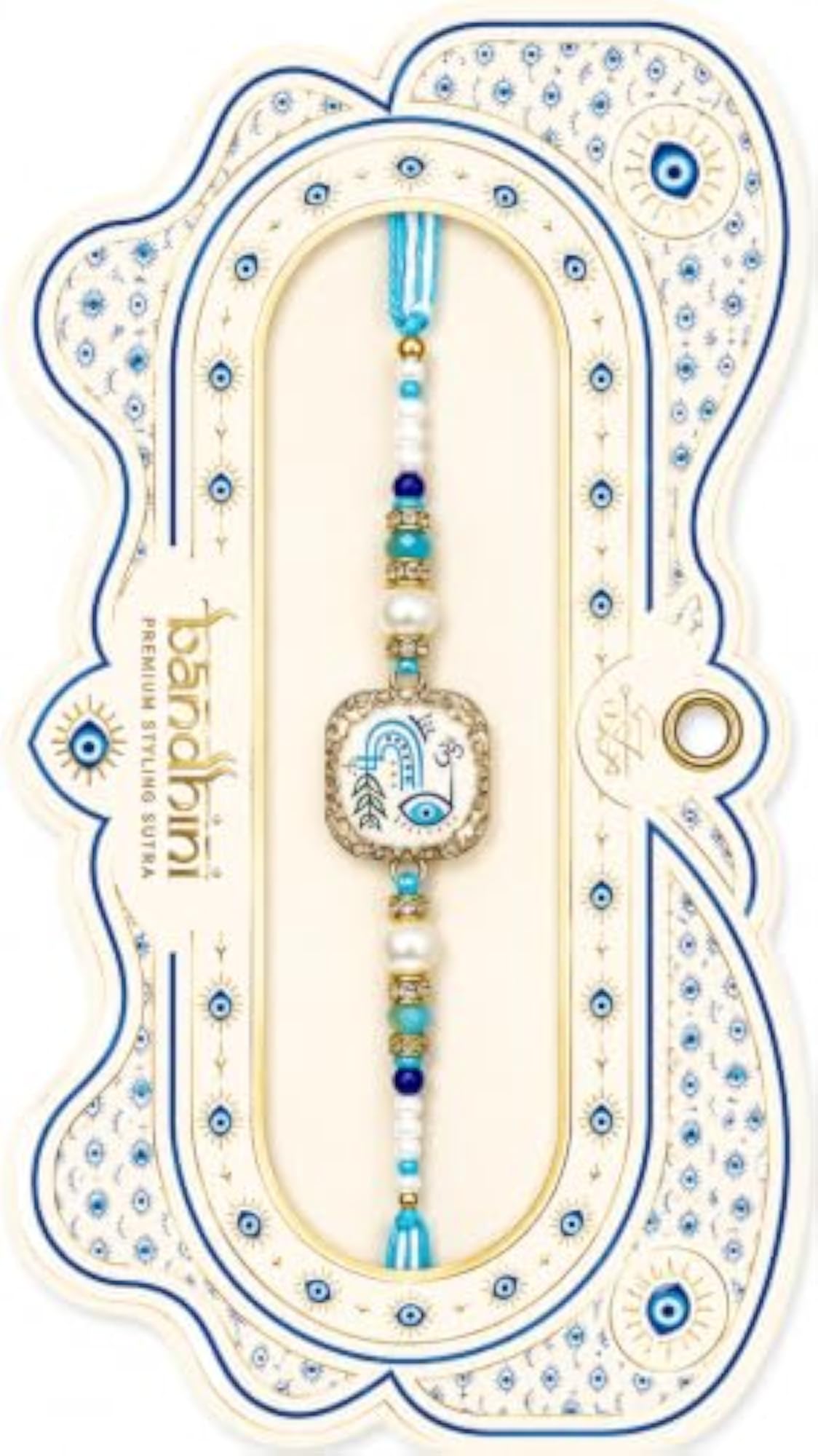 Turkish Evil Eye Rakhi with Pooja Thali Gift Set