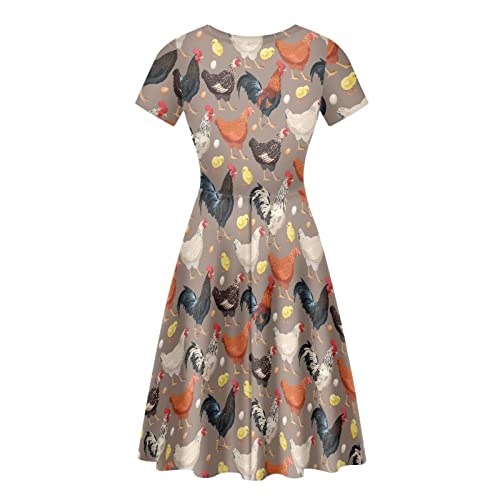 Image of Biyejit Women's Summer Casual Short Sleeve T-Shirt Swing Dress Crew Neck Plus Size S-4XL