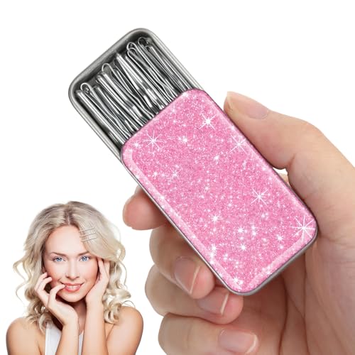 Silver bobby pins suitable for white hair with storage case suitable for all hair types (Silver-01)