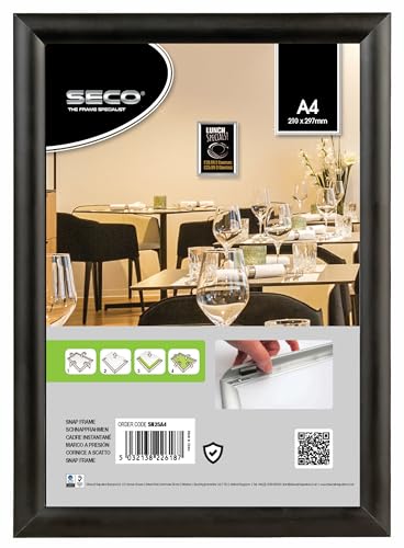 Stewart Superior - Marco de fotos o póster (A4, aluminio, 4 caras, 25 mm), color negro