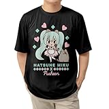 Pusheen Cat & Hatsune Miku Let's Sing Kawaii Cartoon Casual Adult Unisex Men’s and Women’s Short Sleeve T-Shirt (Medium, Black) -  Isaac Morris Limited
