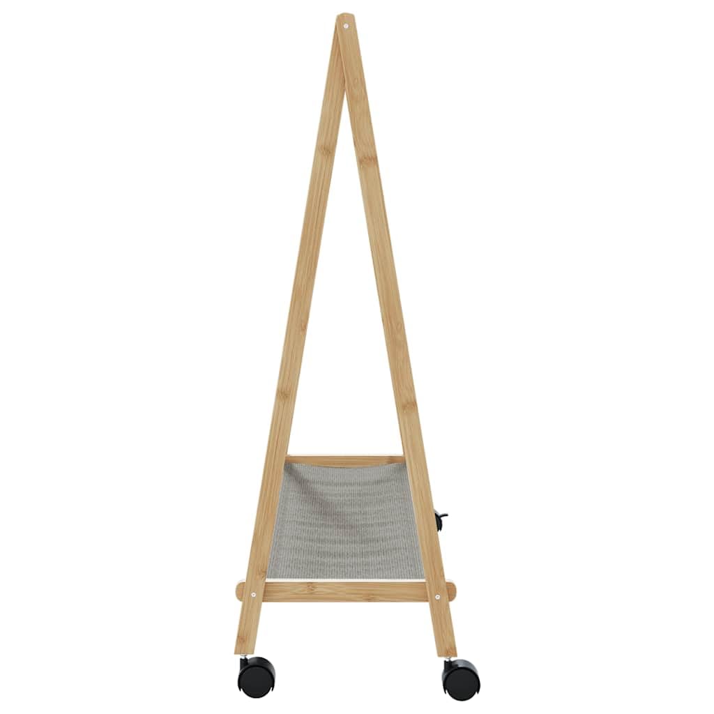 Kleiderständer mit Ablagen und Rollen Bambus 106x34x106,5 cm freistehend zusammenklappbar mit Haken platzsparend stabil für Schlafzimmer Flur und Wohnzimmer