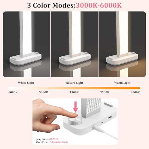 Image of iVict Nail Desk Lamp, 34 inch Nails Tech Light with Phone Stand, 0-100% Adjustable Brightness, 3000K-6000K Color Temperature Led Desk lamp for Nail, Tattoos, Eyebrows, Beauty(Diamond, Large)