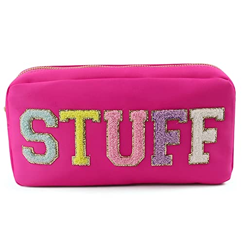 Sage Nation Chenille Letter Stuff Pouch - Nylon Makeup Preppy Bag For Travel And Organization, Glitter Cosmetic Bag With Zipper For Women And Children #TOP2