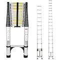 Telescoping Aluminum Ladder - Lightweight, 330lbs Capacity, Portable Folding Ladder with Non-Slip Feet, Multi-Purpose for Home, RV, Attic, Outdoor Activities