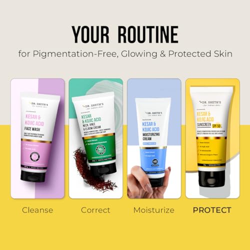 Dr. Sheth's Kesar & Kojic Acid Sunscreen SPF 50+ Pa++++ |In-Vivo Tested | For Pigmentation-Free Skin | Lightweight & Non Greasy | For UVA/UVB &... - Image 7