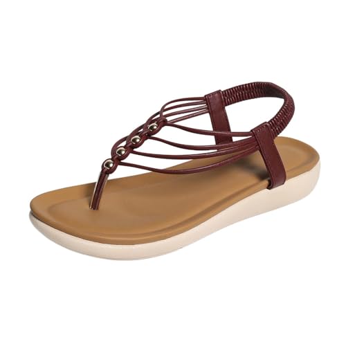 Sandalias de mujer con tacón, cómodas, planas, estilo bohemio, zapatos de playa cómodos, suela ligera, compañero diario, sandalias transpirables, zapatos de verano informales para el tiempo libre