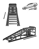 5T Hydraulic Car Ramps - 4-Position Adjustable Height (11.61” to 16.21”) - Low...