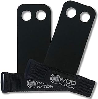 WOD Nation Barbell Gymnastics Grips Perfect for Pull-up Training, Kettlebells, Gymnastic Rings (Black - Medium)