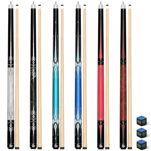Cuebar Pool Cues Set 6 58in 2-Piece Maple Sticks