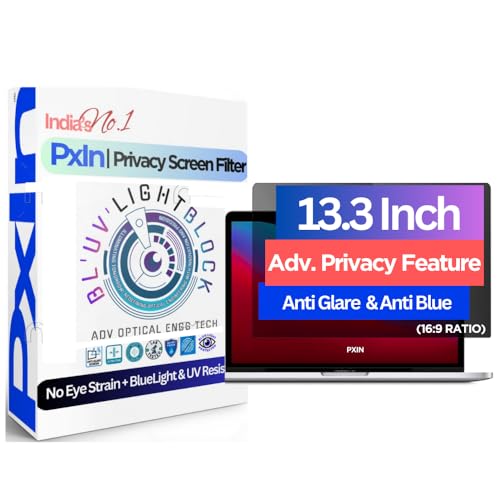 Image of PxIn 13.3 Inch Antiglare Privacy Screen Protector With Inbuilt Adv. Privacy | No Eye Strain | Anti Blue Light | Anti Glare