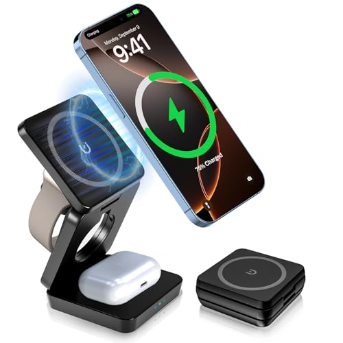Chargeur sans fil pour iPhone 17 16 15 14, station triple induction 15W