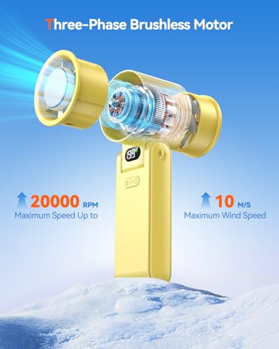 Image of Portable Handheld Fan with Ice Cooler, 199 Speed Personal Fan,5500mAh Rechargeable,20H Cooling Time,20000 RPM Powerful Motor, Summer Essential for Travel /Outdoor /Office, Yellow