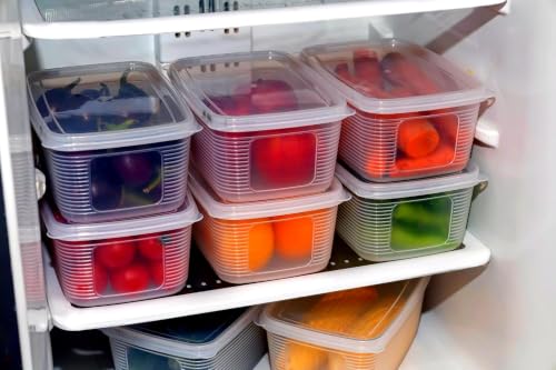 Image of HomeWiz Fridge Storage Containers 1400ml x6 | Air Tight Storage Container Set | Fridge Organiser Storage Boxes |Food Grade BPA-Free Plastic Containers |Stackable, Transparent, for Fruits & Vegetables