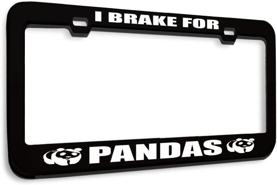 Metal License Plate Frame I Brake for Pandas Chrome Tag Border Car Accessories Stainless Steel 2 Holes 1 Frame