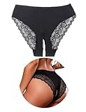 comeondear Ouvert Slip Offen Frau Große Größe Sexy String Tanga Damen Ouvert Dessous Nahtlos Brazilian Slip mit Loch Curvy Rave Höschen Bikini-Stoff Unterwäsche Unterhosen Schwarz,XXL