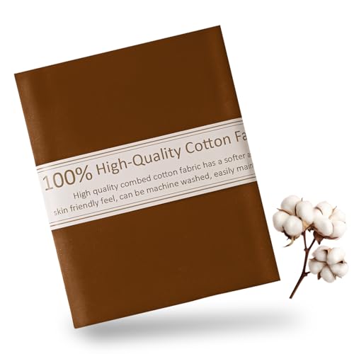 Brown Cotton Fabric for Sewing 59 Inch Wide Natural 100% Cotton Poplin Fabric by The Yard Soft Embroidery Cotton Material Apparel Cloth (Brown, 1 Yard)