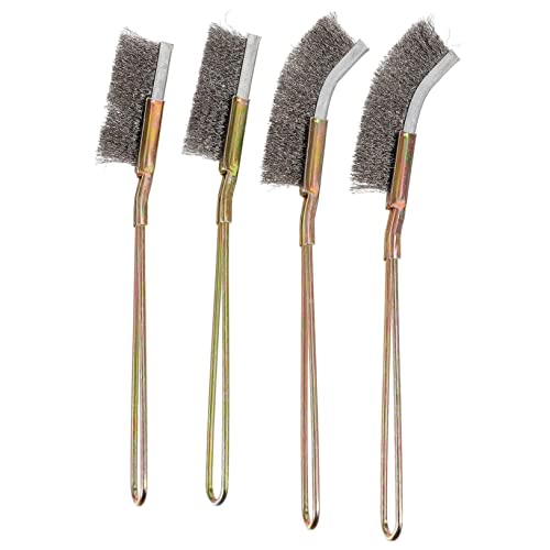 Housoutil 4pcs Wire Brush Stainless Steel Wire Brush Rust Remover for Metal Household Cleaning Kitchen Rust Remover Rust Cleaner Brush Slag Cleaning Handle Brush Manual Brush