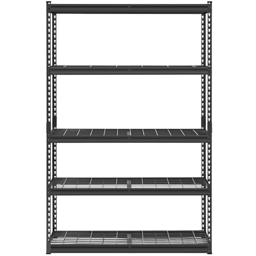 VEVOR Lagerregale, 1134 kg, 5-stufiges Schwerlastregal für die Garage, 457,2 x 1219,2 x 1828,8 mm, verstellbares Garagenregal für Industrieregale, Kellerregal, für Küche, Lager, Keller, schwarz