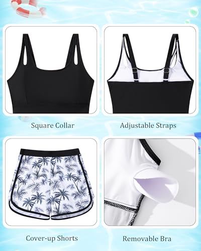 Image of TUONROAD Girls 3pcs Tankini Swimsuit Size 11-16 Bathing Suits for Teens