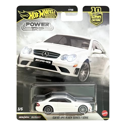 Image of Hot Wheels Premium Car Culture Collectible Toy Car, 1:64 Scale Die-Cast 2008 Mercedes Benz CLK63 G3, Eurospeed Vehicle with Real Riders Tires
