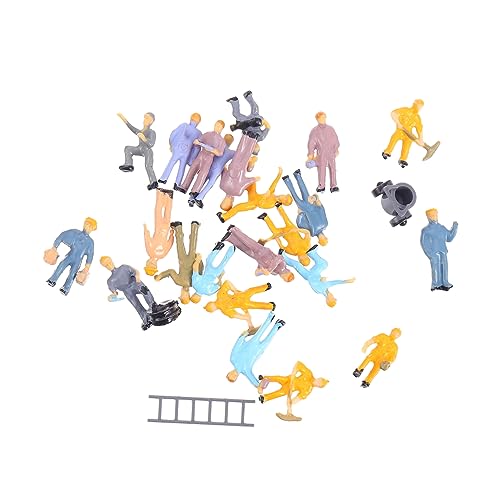 Cabilock 25Pcs Scale Architecture Worker Models for DIY Table Layout Realistic Miniature People Figurines Construction Workers for Model Train Scenes