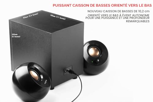 CREATIVE Pebble Plus 2.1 Haut-parleurs de Bureau alimentés par USB avec Caisson de Basses Puissant et Pilotes de Champ lointain, Puissance Totale jusqu'à 8 W RMS pour Ordinateurs PC et Ordinateurs – vue 2