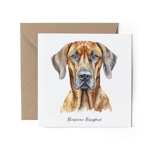 1 x Greeting Card - Rhodesian Ridgeback Dog Watercolour Art Puppy Birthday Gift #70956