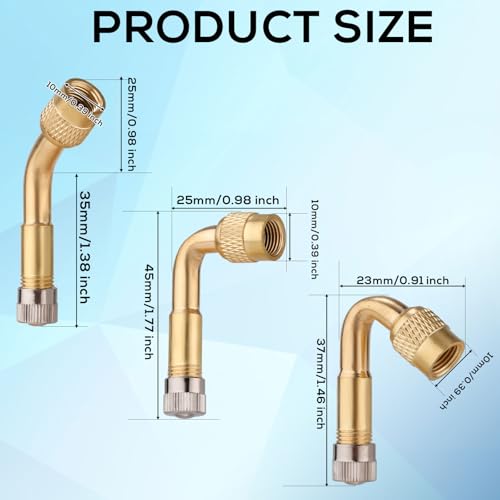 Image of Gosknor 6pcs Tire Valve Extensions, 45 90 135 Degree Valve Stem Adapter Tire Valve Extender Valve Stem Extenders Tyre Valve Extension Adaptor for Passenger Cars Bicycles Motorcycles RVs Stroller