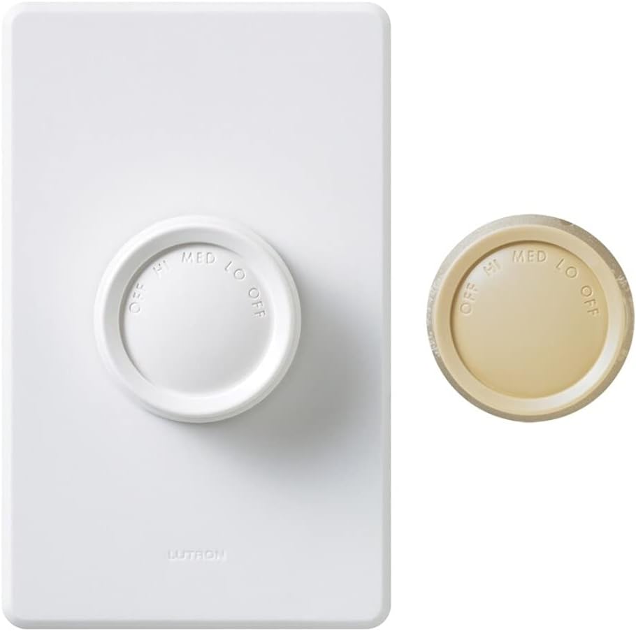 Lutron FSQ-2FH-DK Electronics Rotary On/Off Fan-Speed Control, White (Pack of 2)
