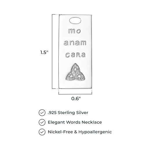 MORGAN & PAIGE .925 Sterling Silver Rhodium Plated 1/10CTTW Diamond Mo Anam Cara Celtic Know Pendant Necklace for Women - Hypoallergenic Sterling Silver Necklace for Women, Jewelry for Her, 18" + 2"3