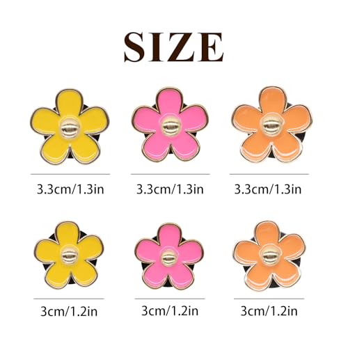 Image of ORIESSE 6pcs Flower Air Freshener Vent Clips,Pink Yellow Orange Daisy Car Decor Accessories for Women,3.3cm /3cm Girly Refillable Diffuser