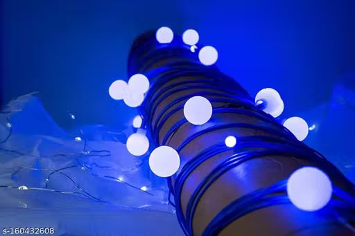 Image of MoonlitDreams 12M 36LED Milky Ball LED Curtain String Lights - Pooja Mandir Decoration Ball Fairy Lights for Window, Festival, Diwali, Christmas, Wedding, Party & Home Decoration