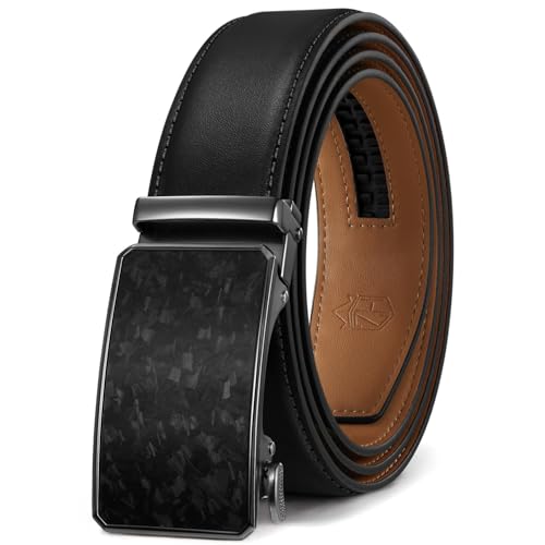 Image of Zitahli Belt Men,Leather Ratchet Belt for Men Dress Casual Every Day with Adjustable Buckle,Trim to Fit For Gift